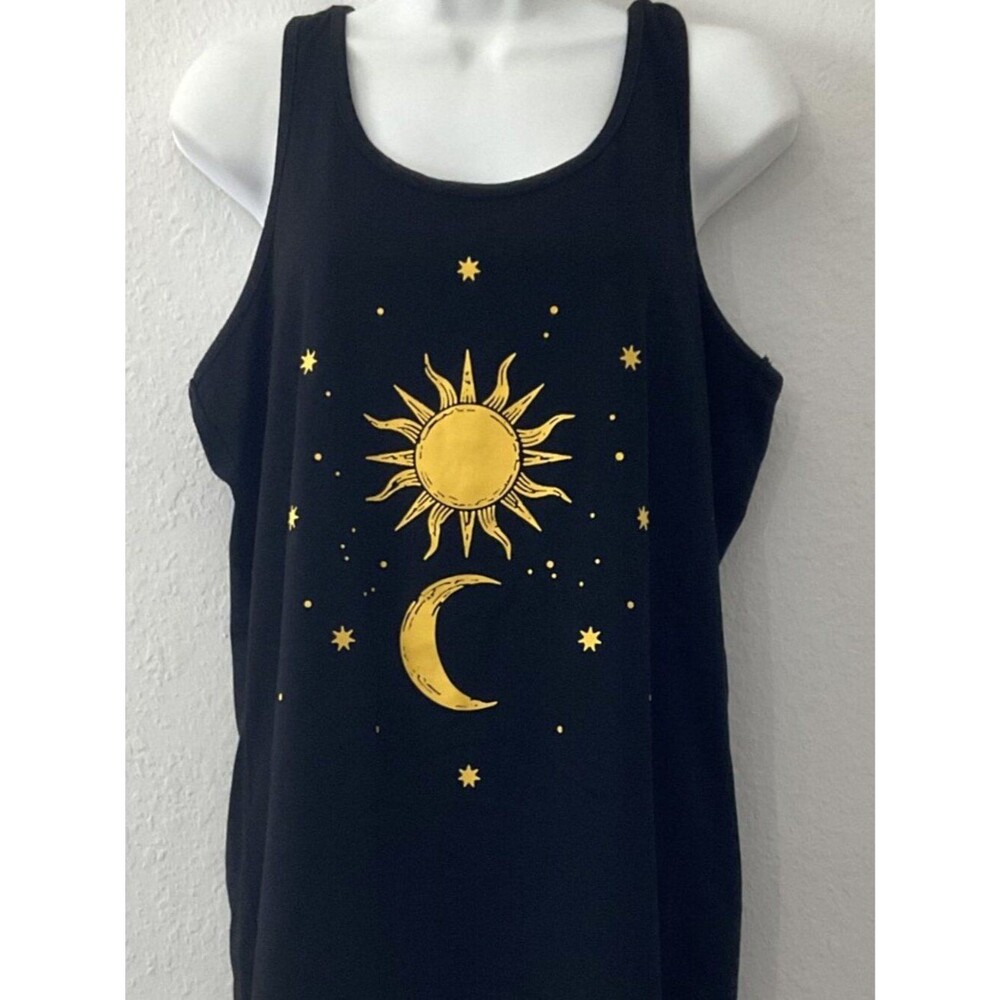 New Celestial Racerback Tank Top - Gold Sun & Moon Size L, Fits Like M
